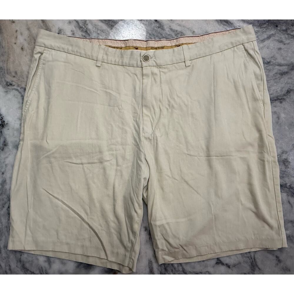 TOMMY BAHAMA Chino Flat Front Mens 44 Beige 100% Silk Breathable Lightweight